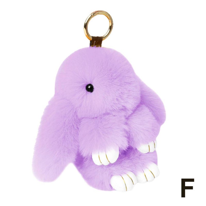 Cute bunny plush keychain for cars, bags, and accessories.